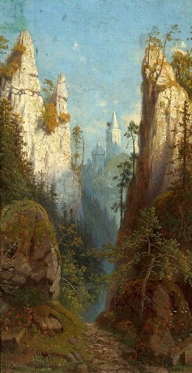 Veduta del Castello di Ojcow su Pradnik da Feliks Brzozowski